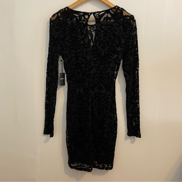 NWT Forever21 Late Night Vibes Sheer Velvet Burnout Bodycon Mini Dress - Picture 3 of 13